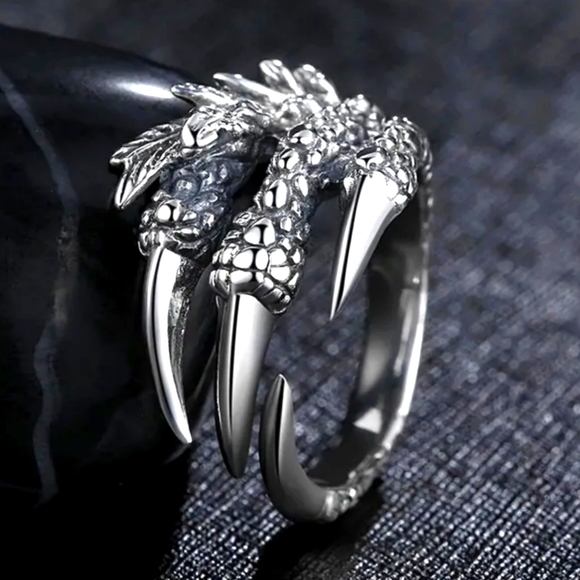 5/$25 Dragon claw unique ring, brand new adjustable silver - Picture 2 of 11